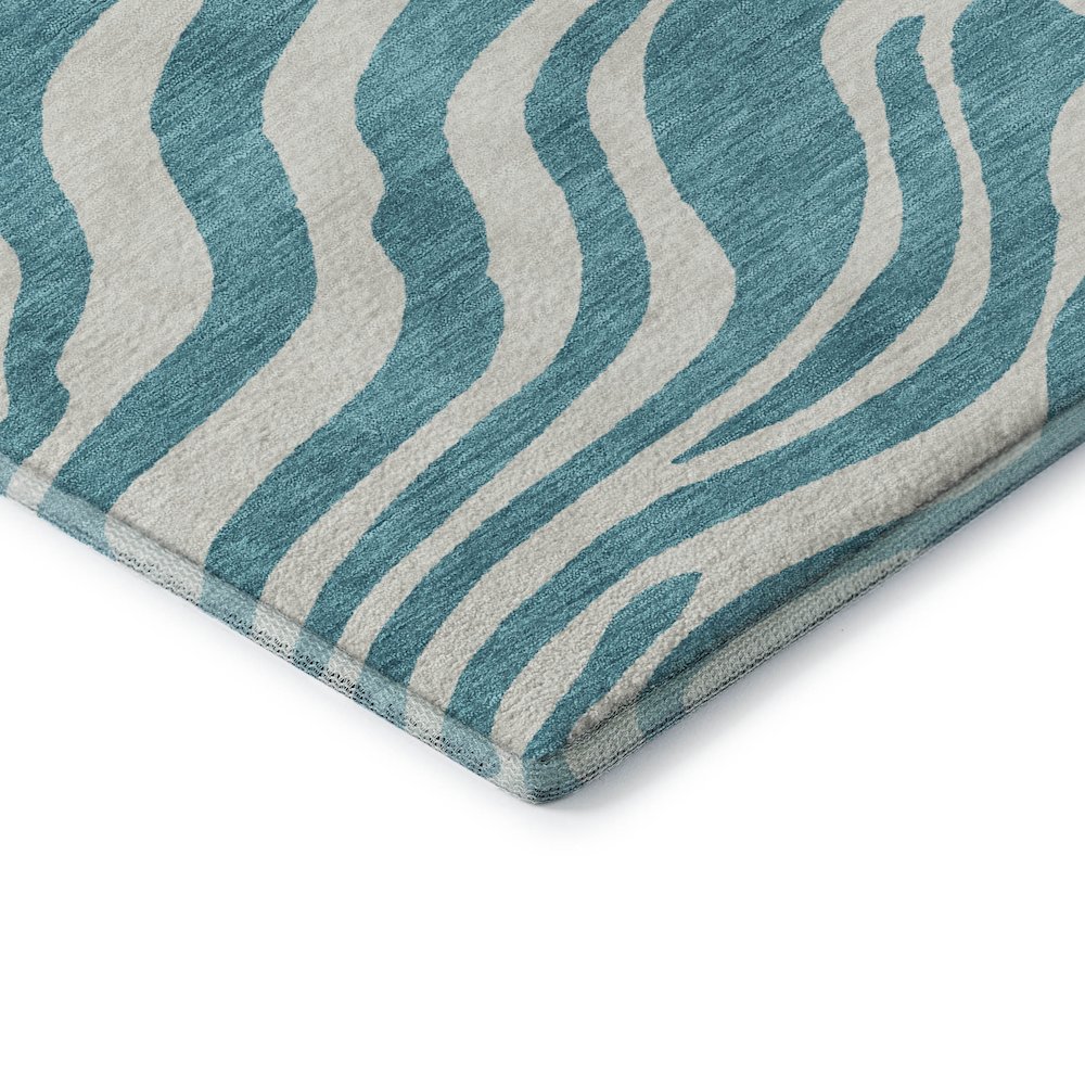 Premium Machine Washable Mayfield AMF1042 Teal 2'3" x 7'6" Runner Rug. Picture 3