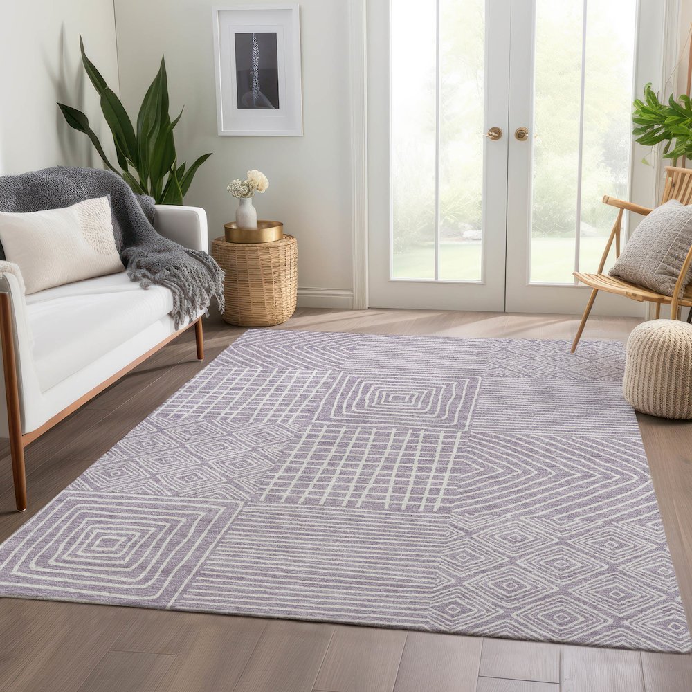 Premium Machine Washable Mayfield AMF1044 Lavender 3' x 5' Rug. Picture 6