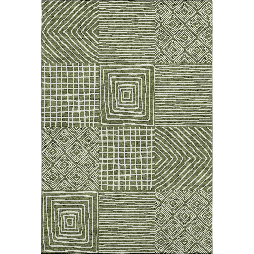 Premium Machine Washable Mayfield AMF1044 Olive 3' x 5' Rug. Picture 1