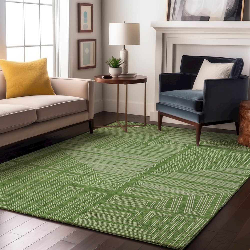 Premium Machine Washable Mayfield AMF1045 Green 3' x 5' Rug. Picture 5