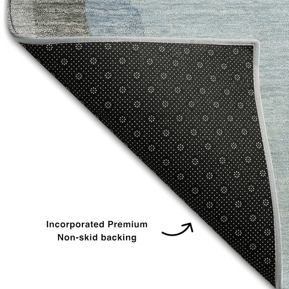 Premium Machine Washable Mayfield AMF1047 Blue 2'3" x 7'6" Runner Rug. Picture 2