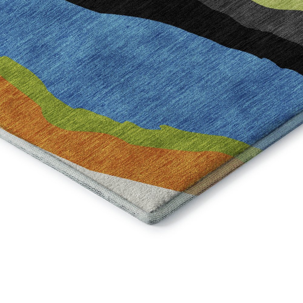 Premium Machine Washable Mayfield AMF1047 Denim 2'3" x 7'6" Runner Rug. Picture 3