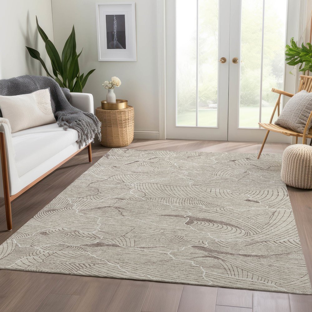 Premium Machine Washable Mayfield AMF1048 Beige 3' x 5' Rug. Picture 6