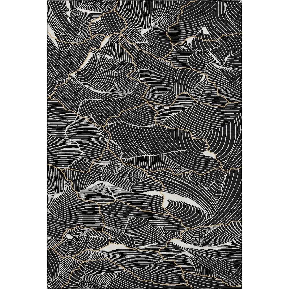 Premium Machine Washable Mayfield AMF1048 Black 3' x 5' Rug. Picture 1