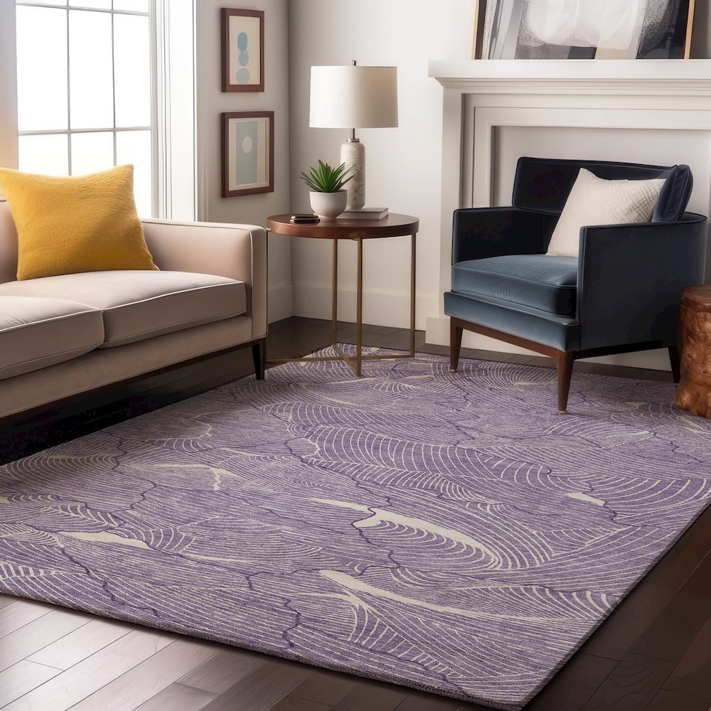 Premium Machine Washable Mayfield AMF1048 Purple 3' x 5' Rug. Picture 5
