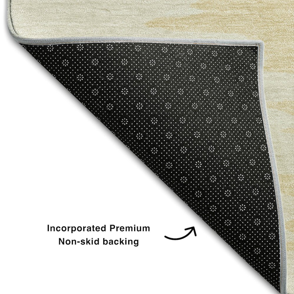 Premium Machine Washable Mayfield AMF1050 Gold 2'3" x 7'6" Runner Rug. Picture 2