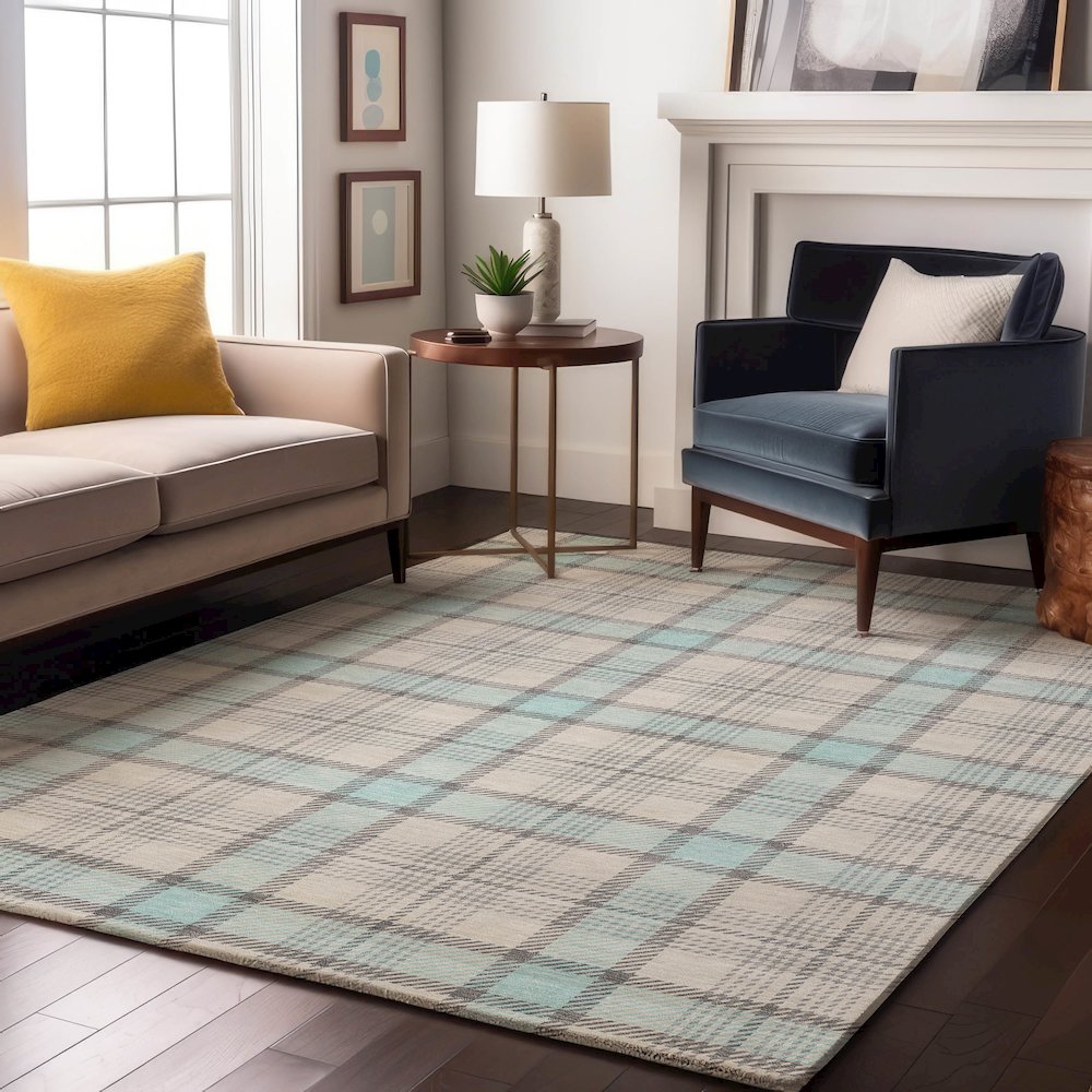 Premium Machine Washable Mayfield AMF1052 Sky 3' x 5' Rug. Picture 5