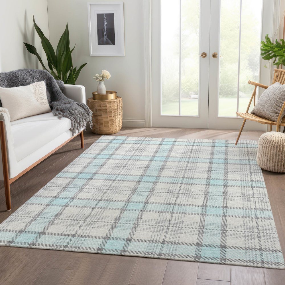 Premium Machine Washable Mayfield AMF1052 Sky 3' x 5' Rug. Picture 6