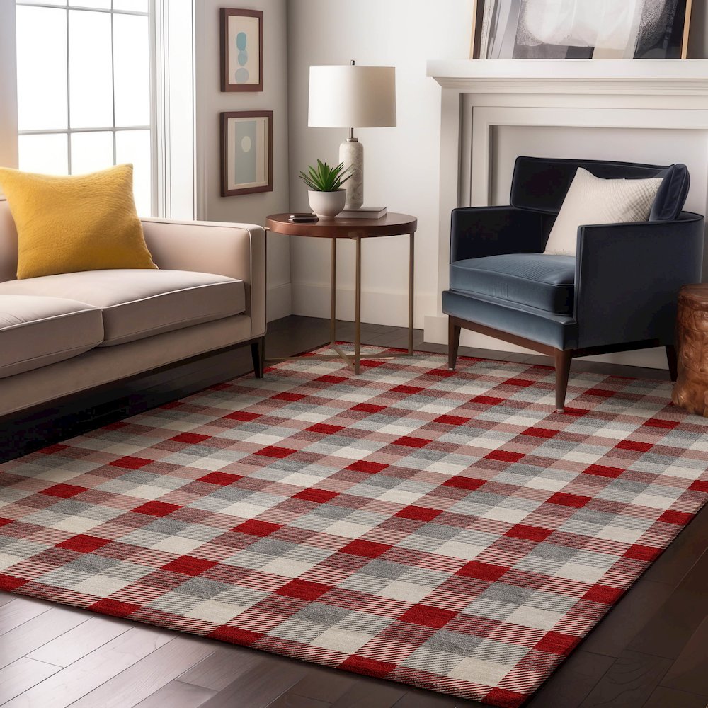 Premium Machine Washable Mayfield AMF1053 Red 3' x 5' Rug. Picture 5