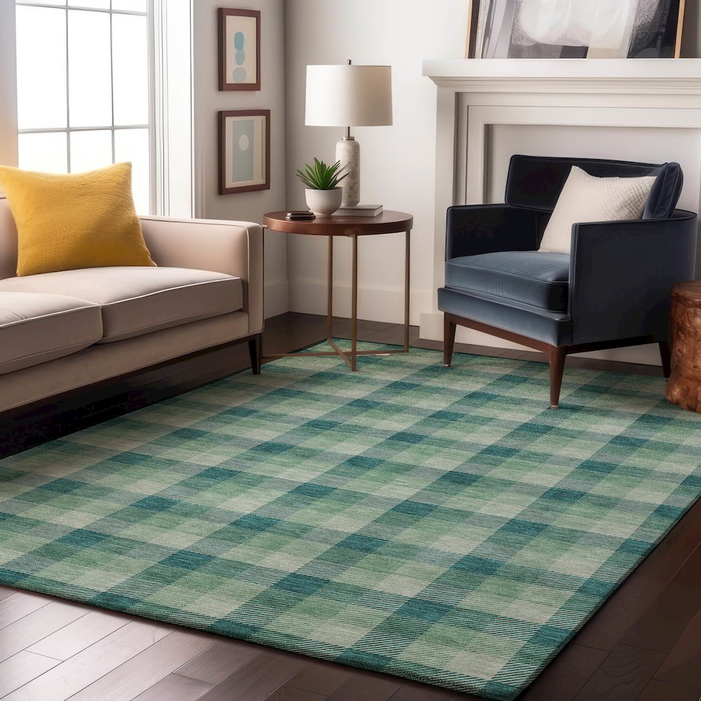 Premium Machine Washable Mayfield AMF1053 Seafoam 3' x 5' Rug. Picture 5