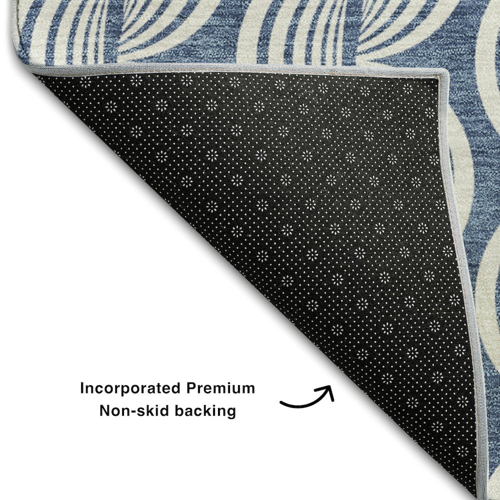Premium Machine Washable Mayfield AMF1055 Denim 2'3" x 7'6" Runner Rug. Picture 2