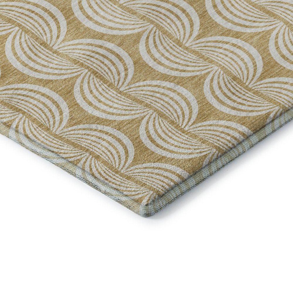 Premium Machine Washable Mayfield AMF1055 Gold 2'3" x 7'6" Runner Rug. Picture 3