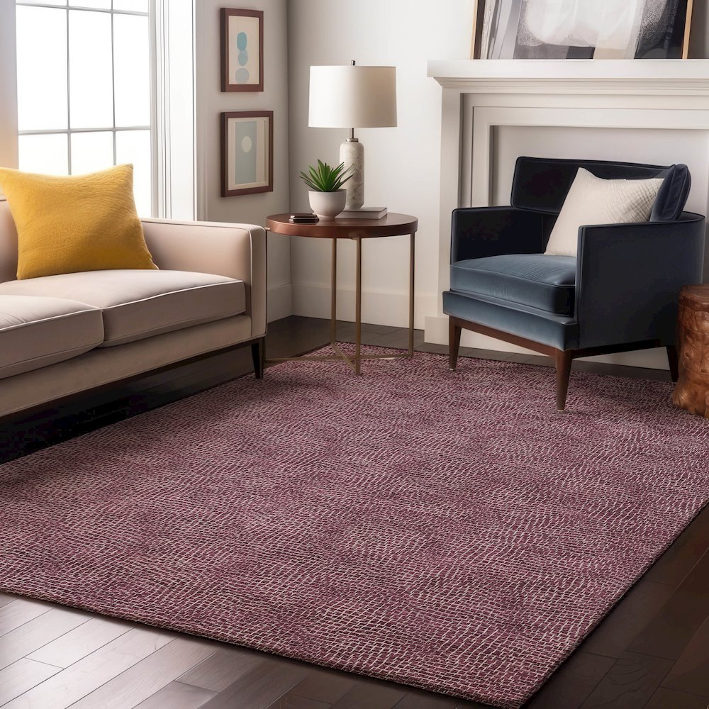 Premium Machine Washable Mayfield AMF1057 Eggplant 3' x 5' Rug. Picture 5