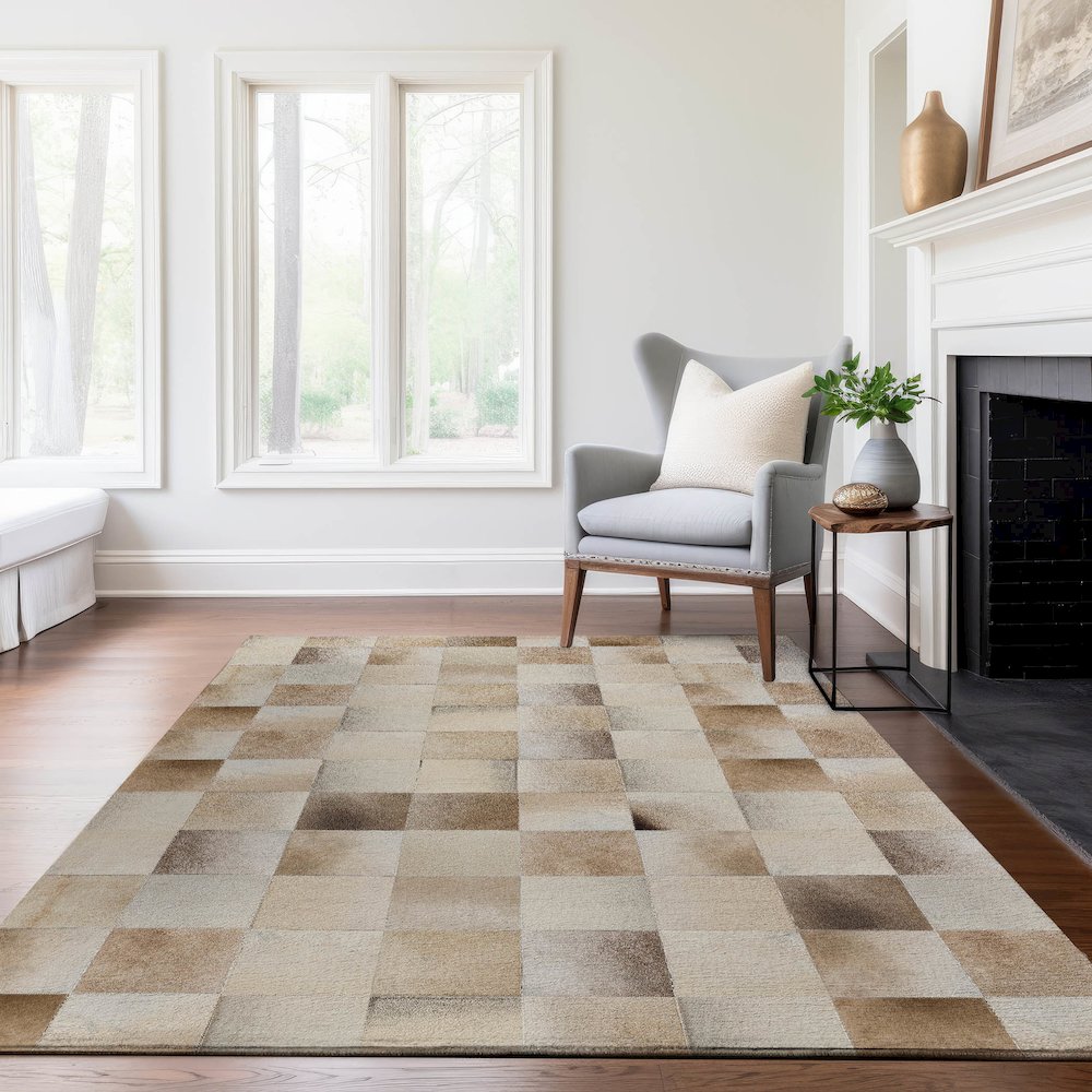 Premium Machine Washable Mayfield  Taupe 3' x 5' Rug. Picture 6