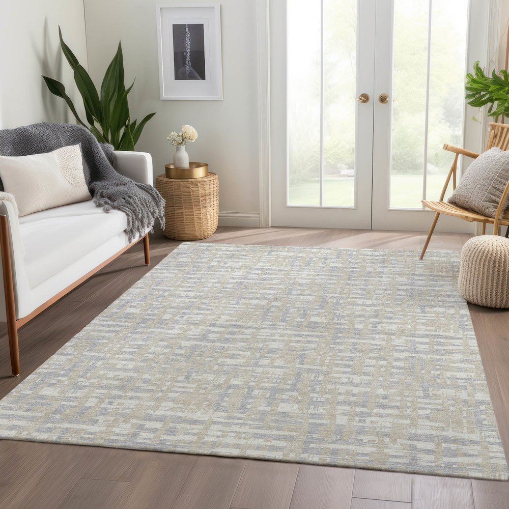 Premium Machine Washable Mayfield AMF1060 Beige 3' x 5' Rug. Picture 6