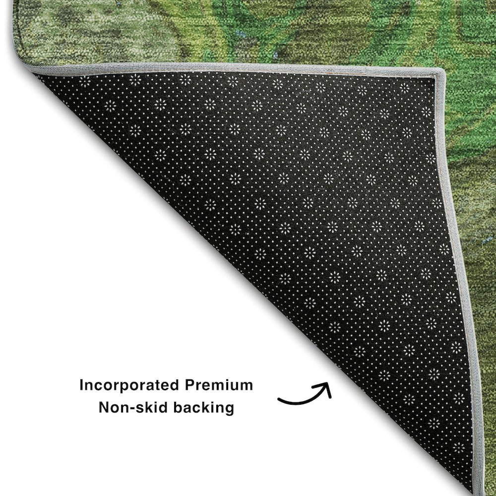 Premium Machine Washable Mayfield AMF1061 Green 2'3" x 7'6" Runner Rug. Picture 2