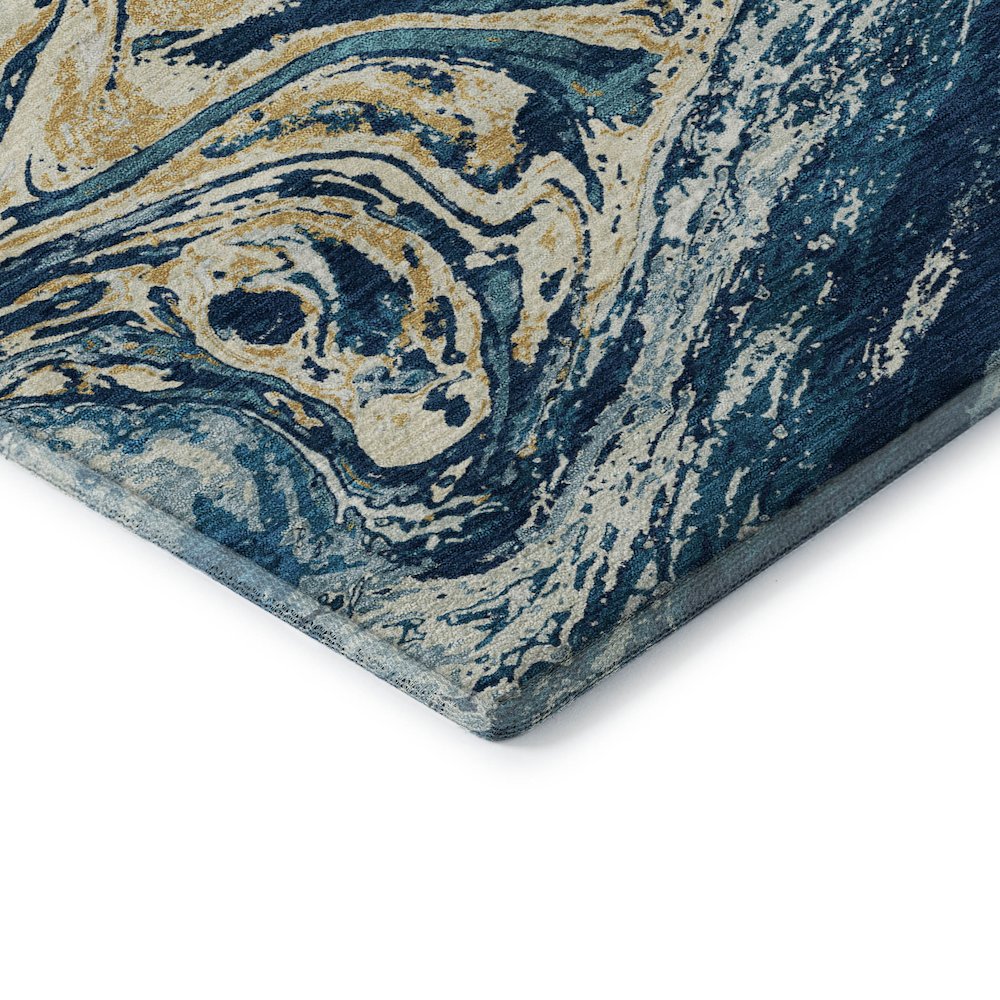 Premium Machine Washable Mayfield AMF1061 Navy 2'3" x 7'6" Runner Rug. Picture 3