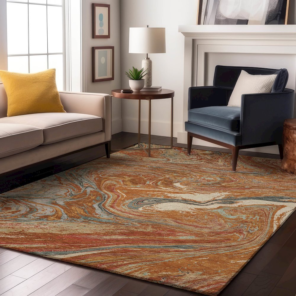 Premium Machine Washable Mayfield AMF1061 Paprika 3' x 5' Rug. Picture 5