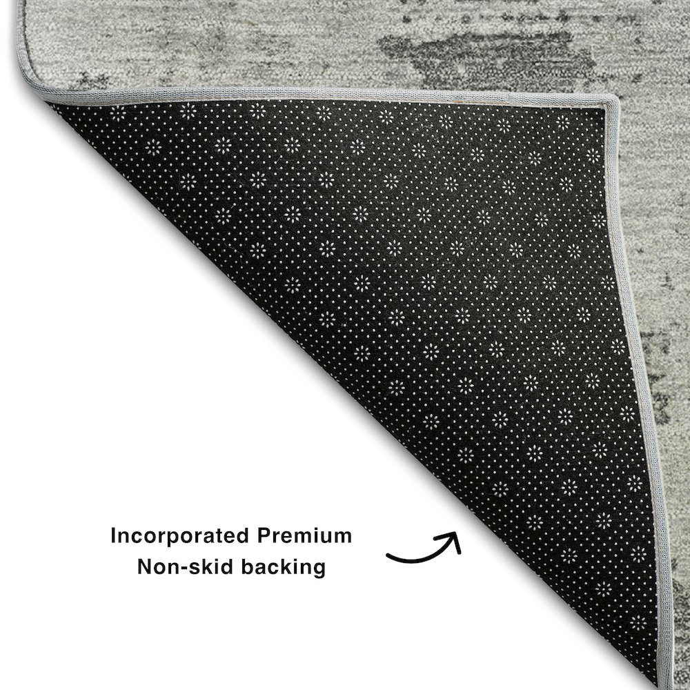 Premium Machine Washable Mayfield AMF1062 Gray 2'3" x 7'6" Runner Rug. Picture 2
