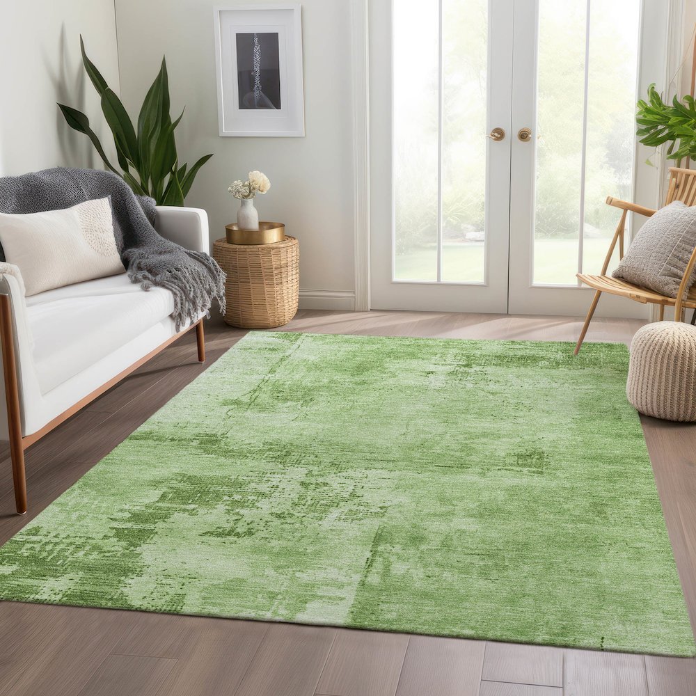 Premium Machine Washable Mayfield AMF1062 Green 3' x 5' Rug. Picture 6