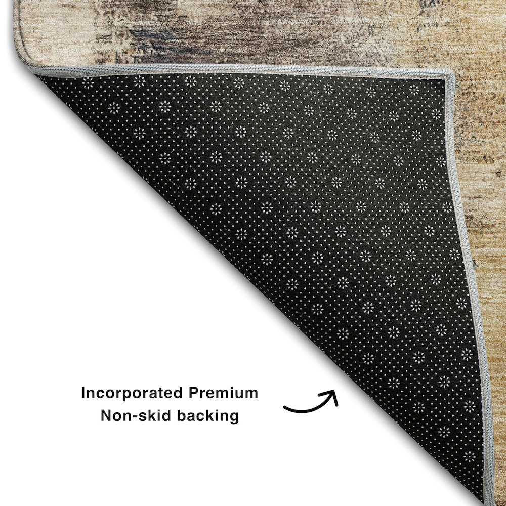 Premium Machine Washable Mayfield AMF1068 Gold 2'3" x 7'6" Runner Rug. Picture 2