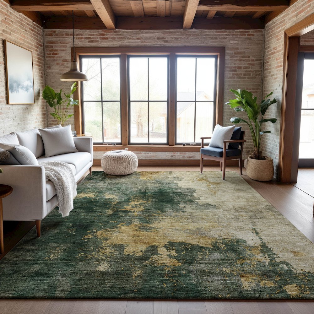 Premium Machine Washable Mayfield AMF1072 Fern 3' x 5' Rug. Picture 5