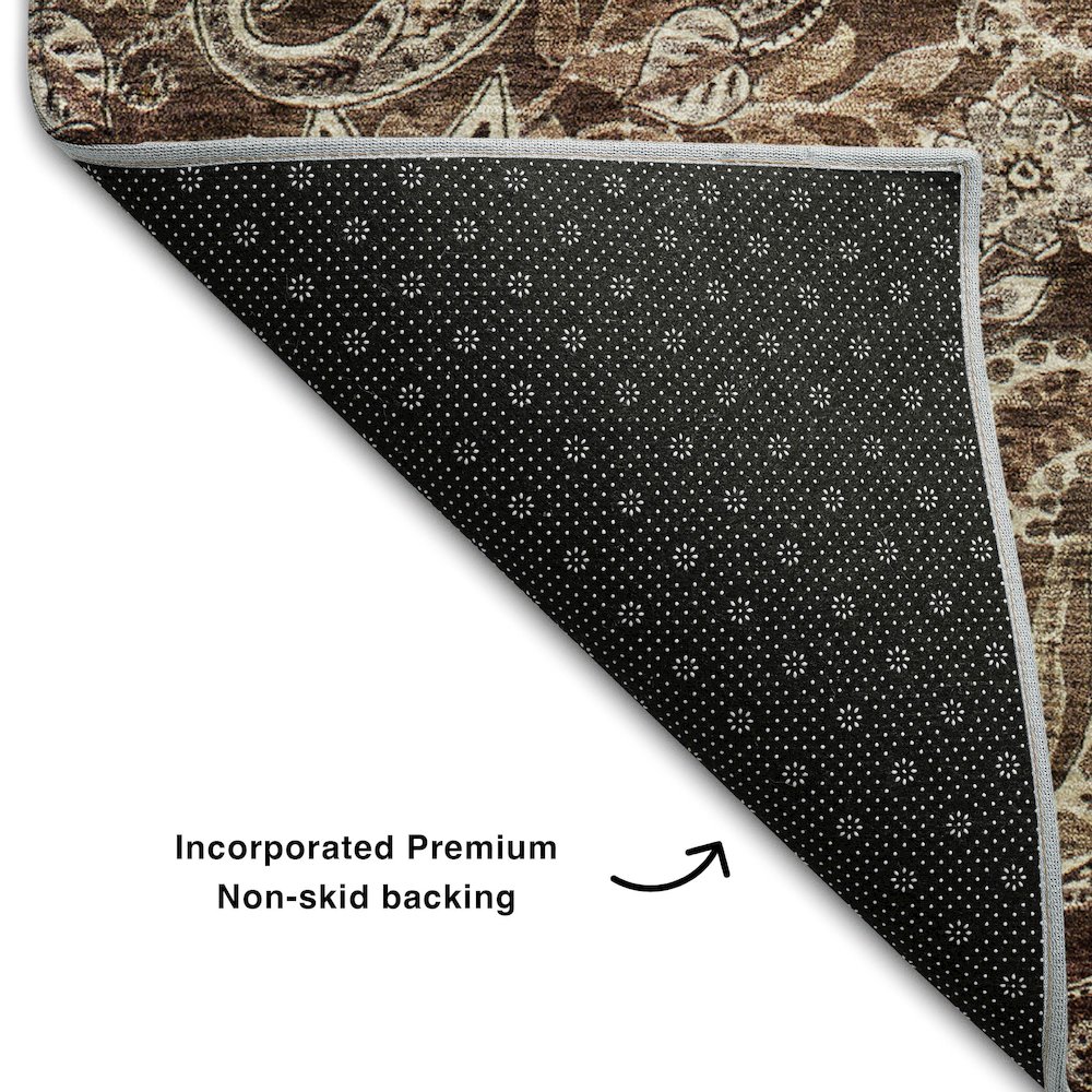Premium Machine Washable Mayfield AMF1078 Brown 2'3" x 7'6" Runner Rug. Picture 2