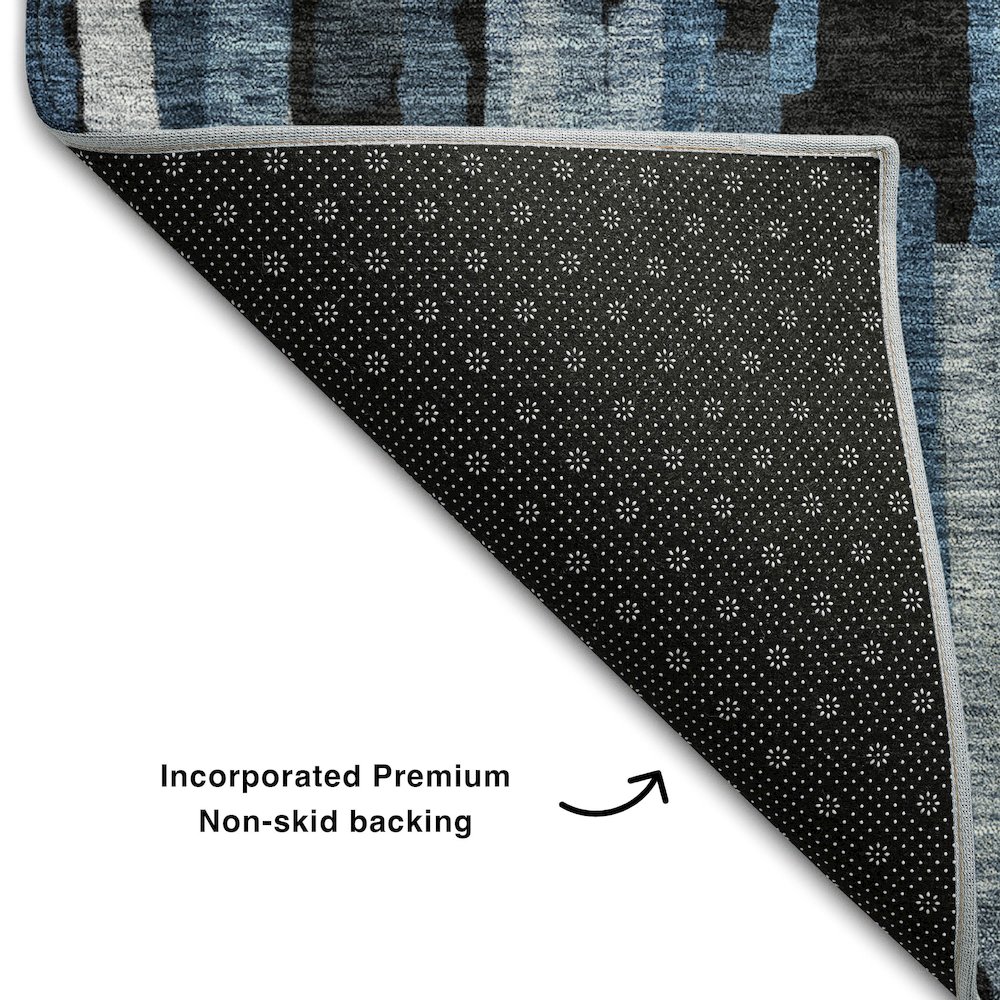Premium Machine Washable Mayfield AMF1079 Blue 2'3" x 7'6" Runner Rug. Picture 2