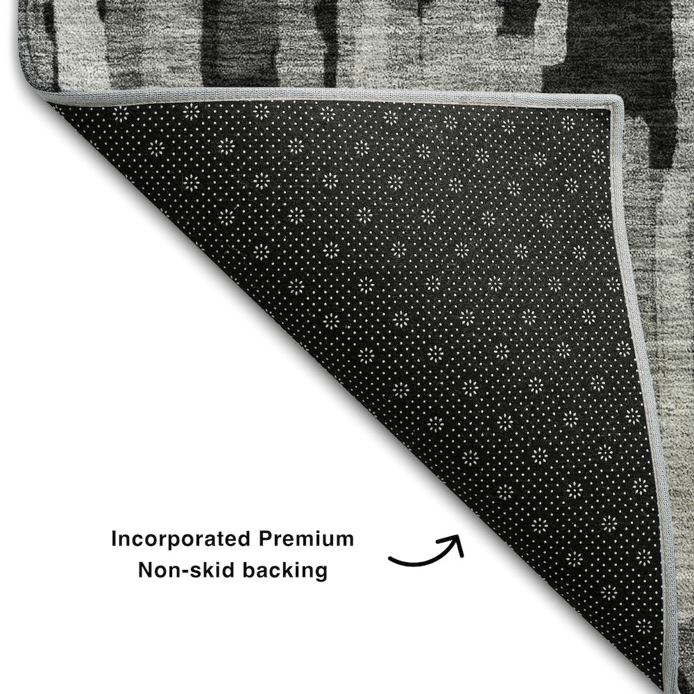 Premium Machine Washable Mayfield AMF1079 Gray 2'3" x 7'6" Runner Rug. Picture 2