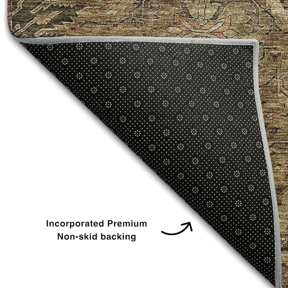 Premium Machine Washable Mayfield AMF1082 Brown 2'3" x 7'6" Runner Rug. Picture 2