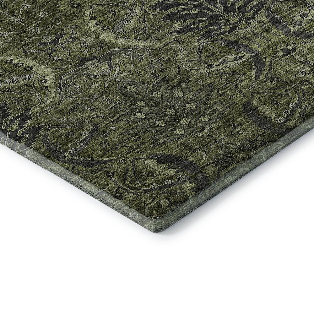 Premium Machine Washable Mayfield AMF1082 Olive 2'3" x 7'6" Runner Rug. Picture 3