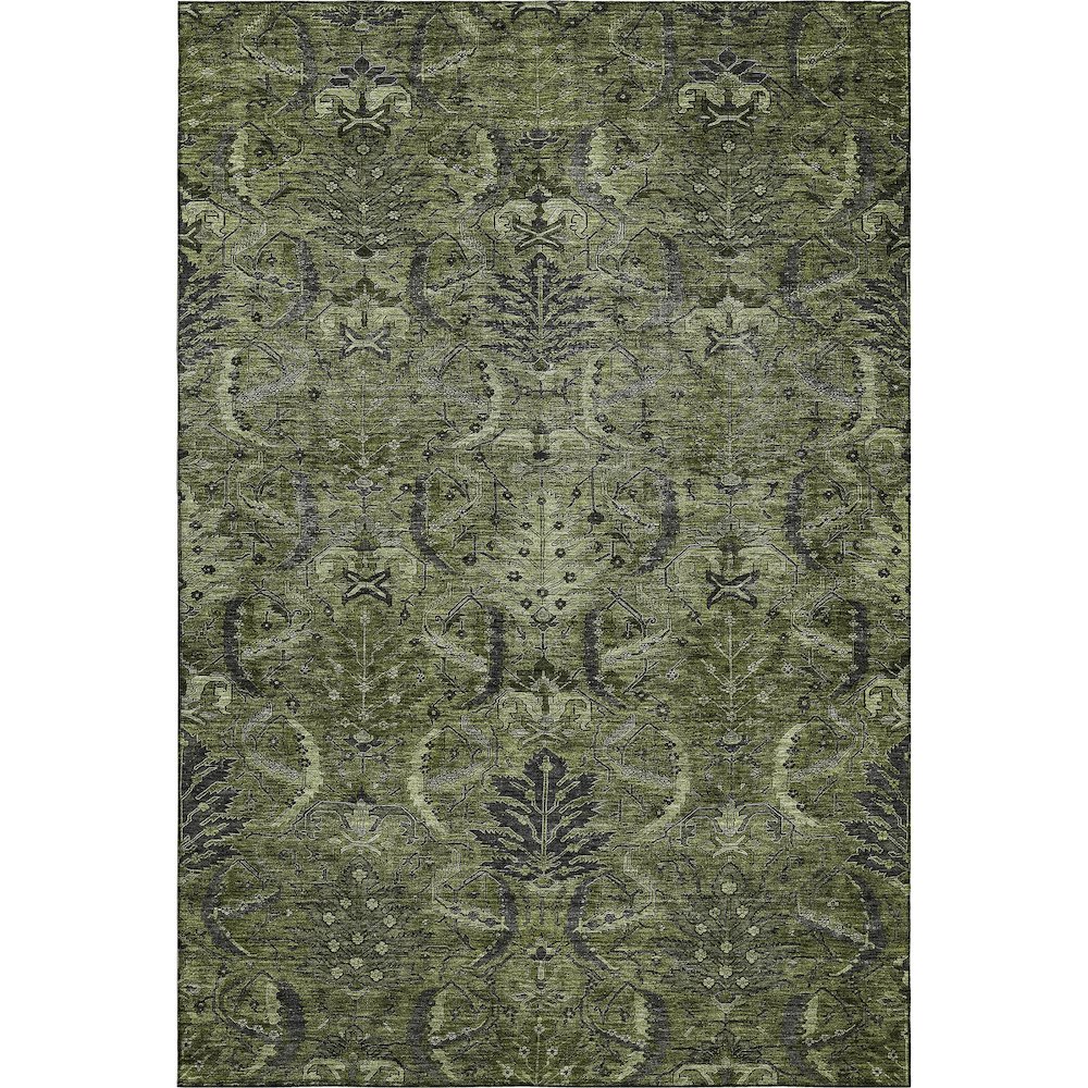 Premium Machine Washable Mayfield AMF1082 Olive 3' x 5' Rug. Picture 1