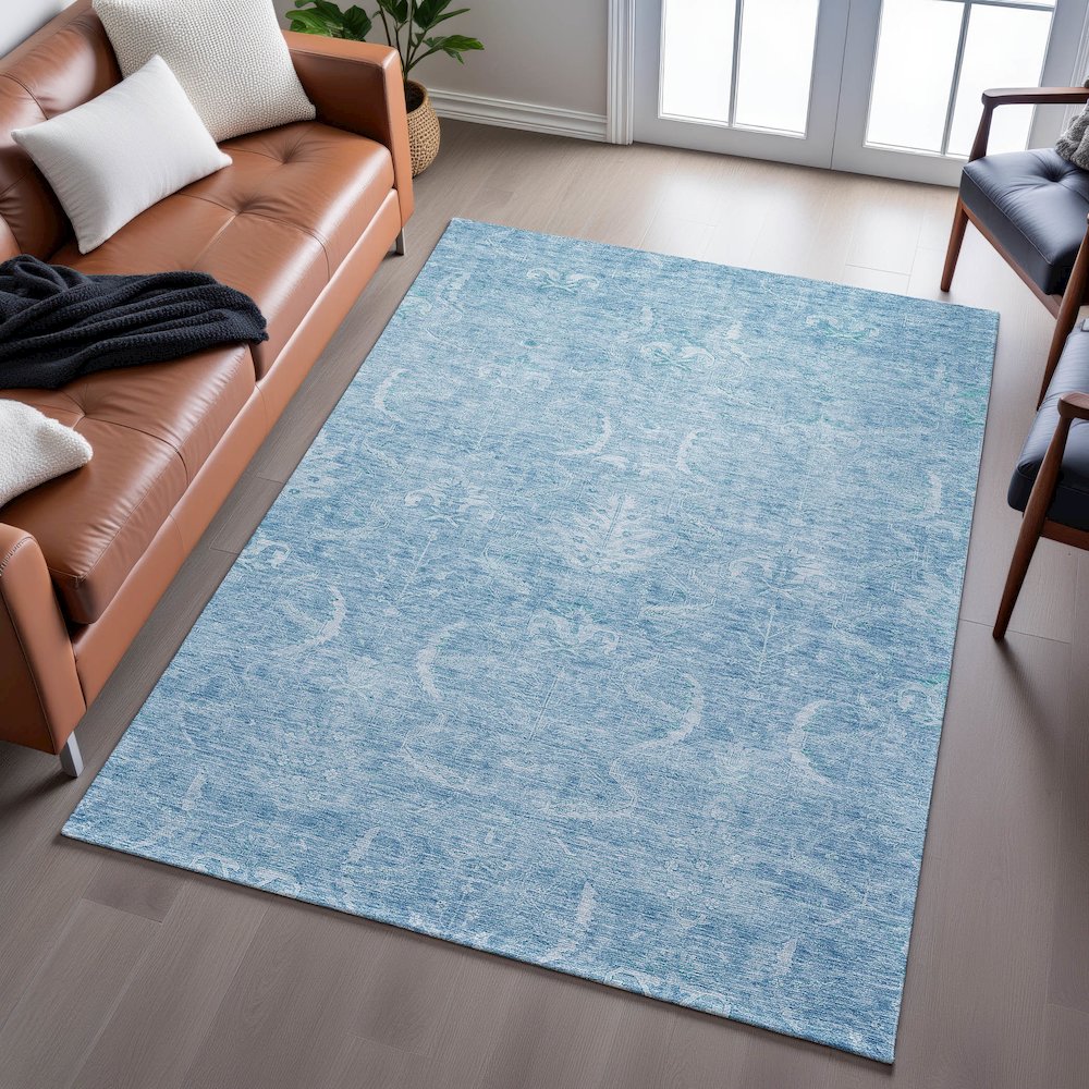 Premium Machine Washable Mayfield AMF1083 Sky 3' x 5' Rug. Picture 6