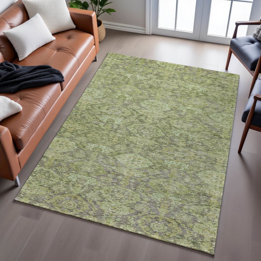 Premium Machine Washable Mayfield AMF1084 Green 3' x 5' Rug. Picture 6