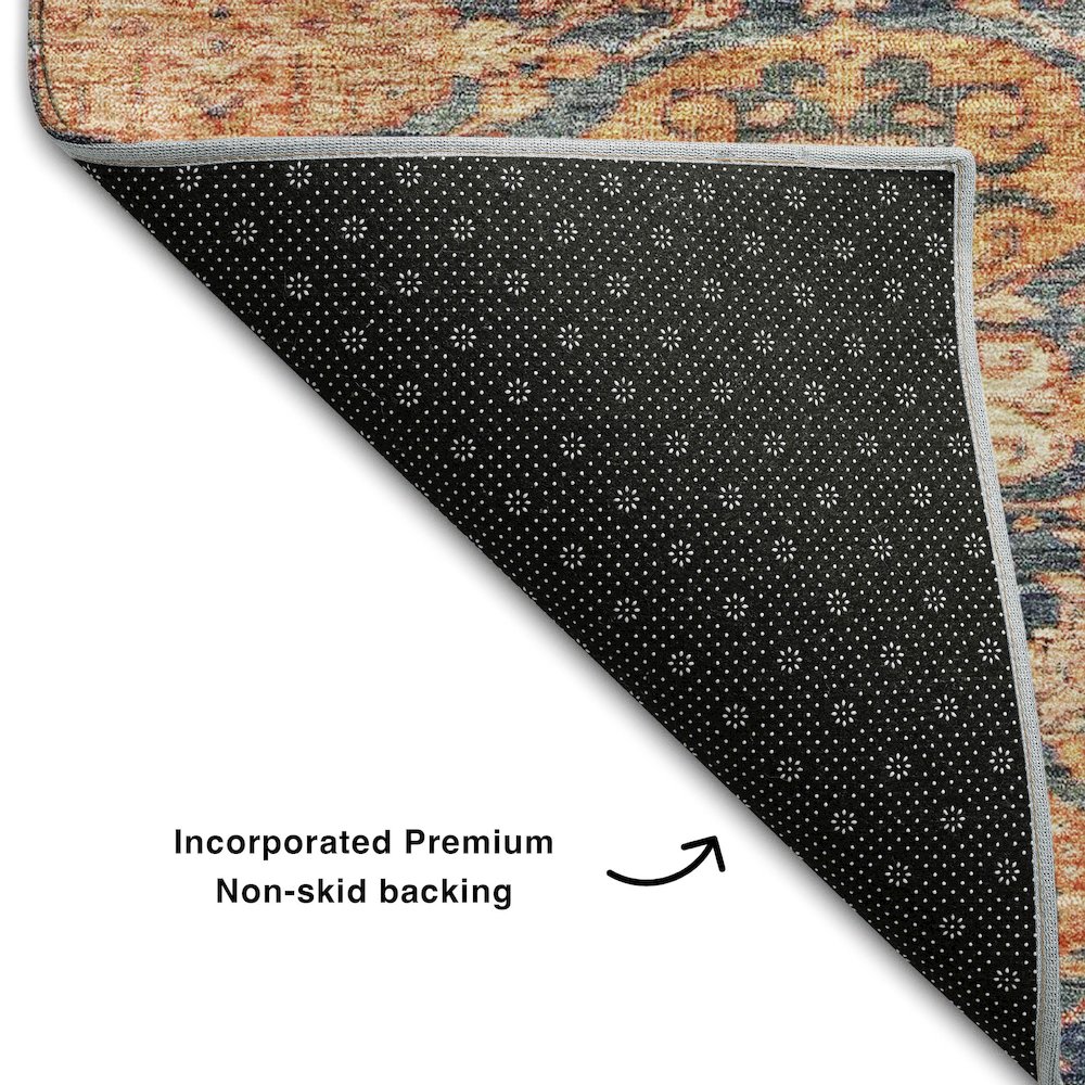Premium Machine Washable Mayfield AMF1084 Terracotta 2'3" x 7'6" Runner Rug. Picture 2