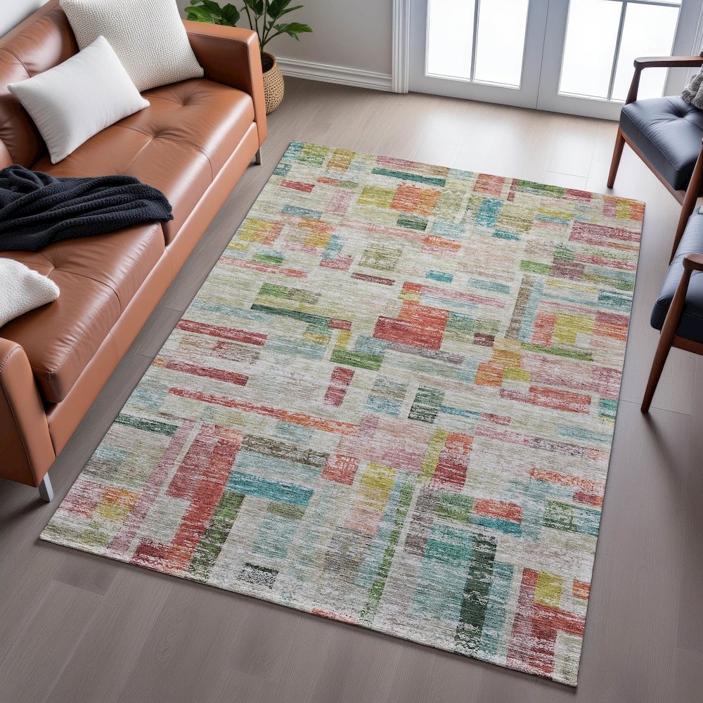 Premium Machine Washable Mayfield AMF1090 Paprika 3' x 5' Rug. Picture 6