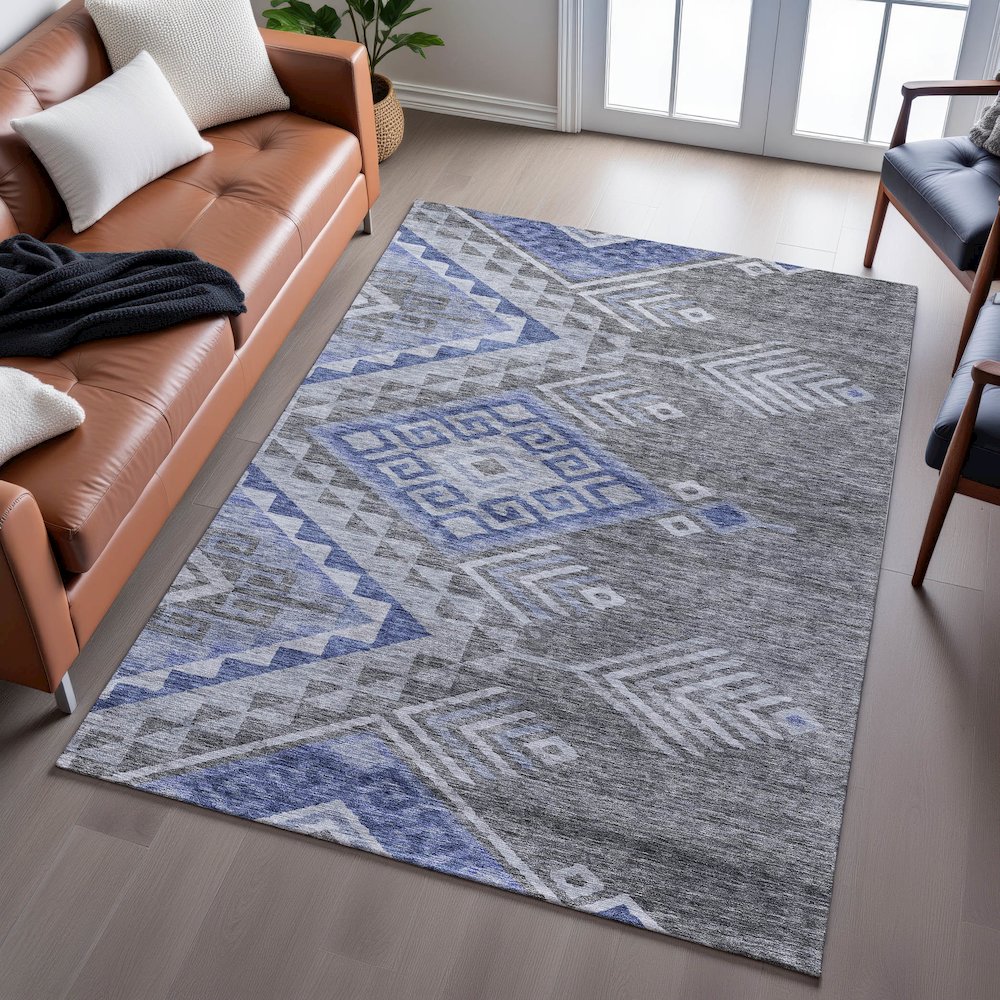 Premium Machine Washable Mayfield AMF1091 Pewter 3' x 5' Rug. Picture 6