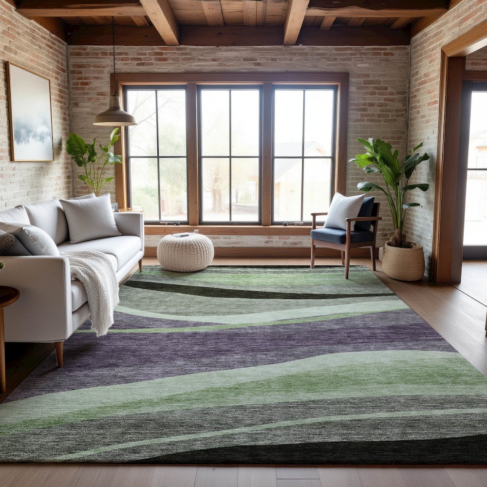 Premium Machine Washable Mayfield AMF1098 Purple 3' x 5' Rug. Picture 5