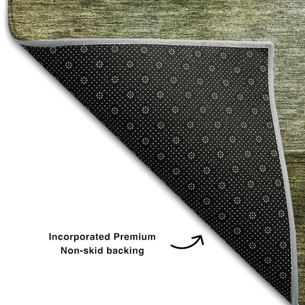 Premium Machine Washable Mayfield AMF1100 Green 2'3" x 7'6" Runner Rug. Picture 2