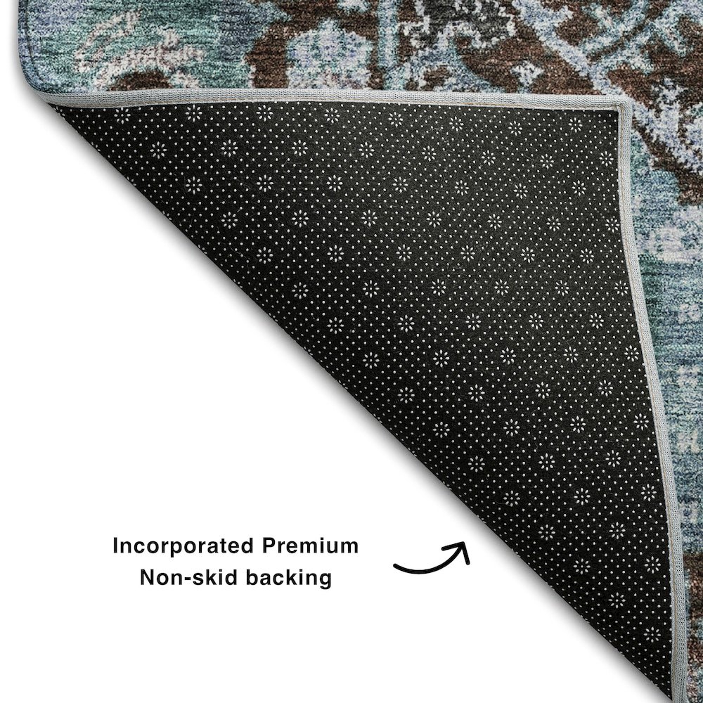Premium Machine Washable Mayfield AMF1101 Chocolate 2'3" x 7'6" Runner Rug. Picture 2