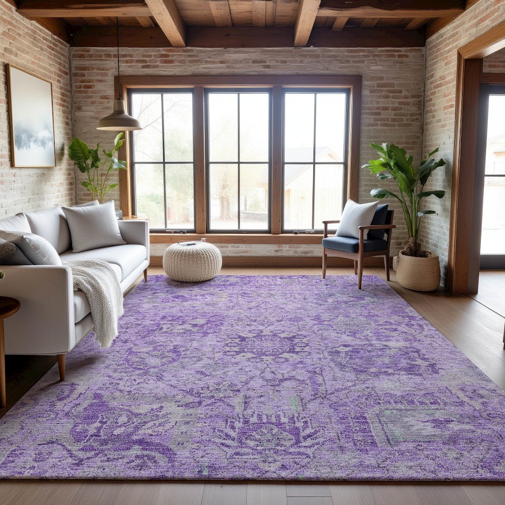 Premium Machine Washable Mayfield AMF1102 Lavender 3' x 5' Rug. Picture 5