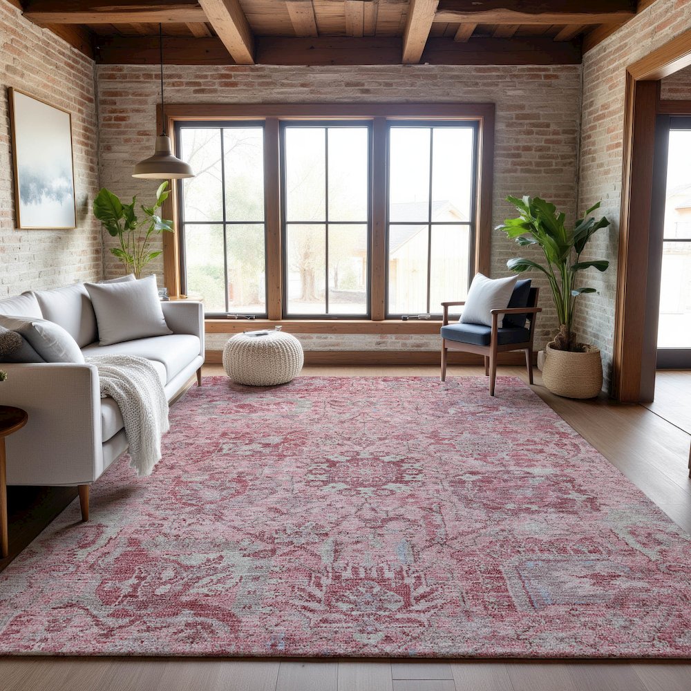 Premium Machine Washable Mayfield AMF1102 Pink 3' x 5' Rug. Picture 5