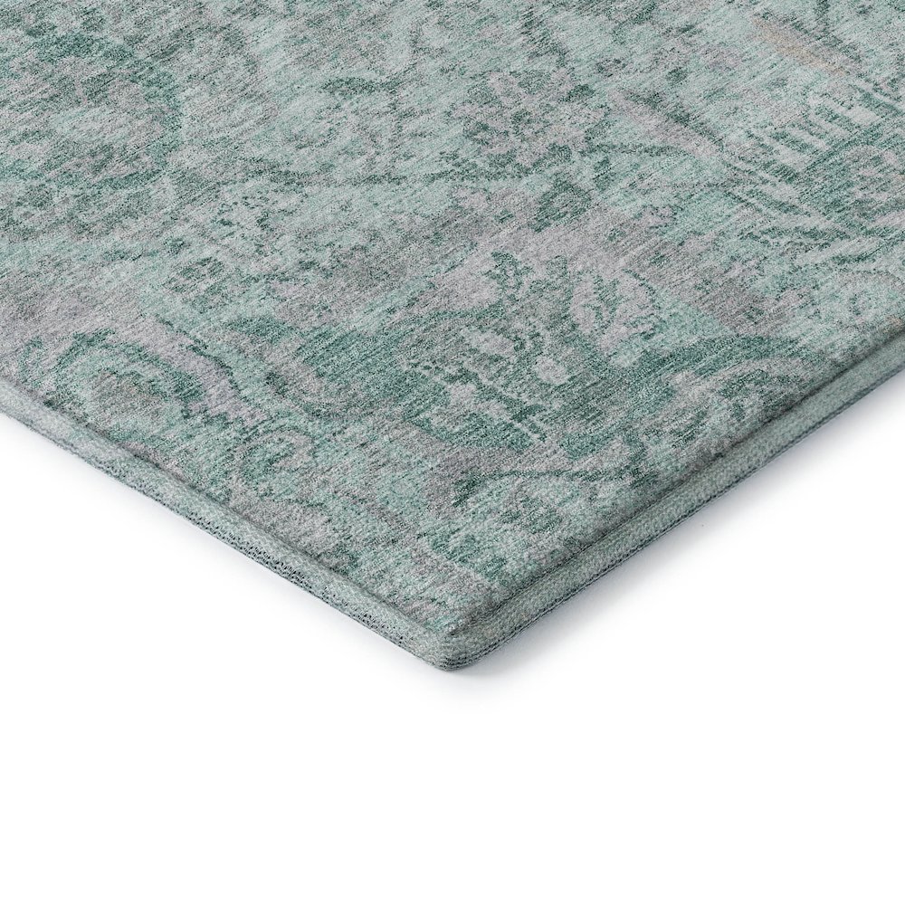 Premium Machine Washable Mayfield AMF1102 Teal 2'3" x 7'6" Runner Rug. Picture 3