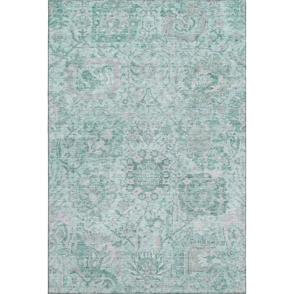 Premium Machine Washable Mayfield AMF1102 Teal 3' x 5' Rug. Picture 1