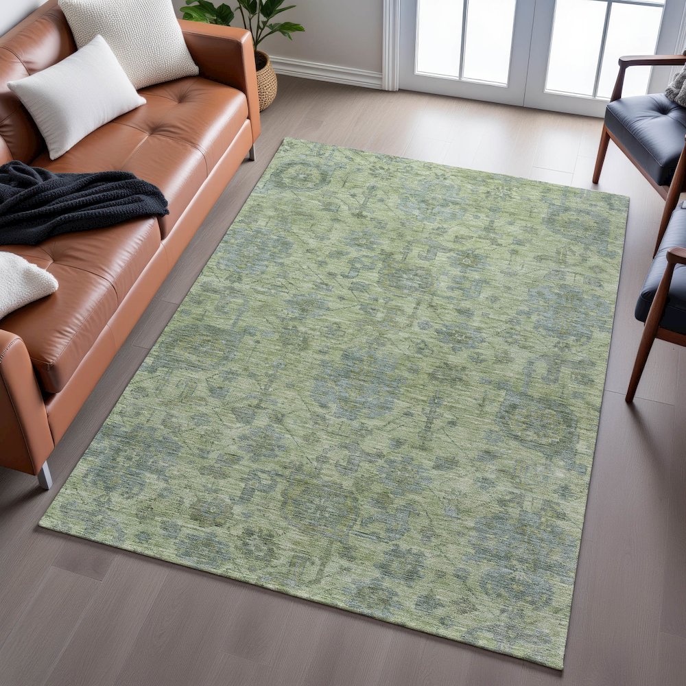 Premium Machine Washable Mayfield AMF1105 Aloe 3' x 5' Rug. Picture 6
