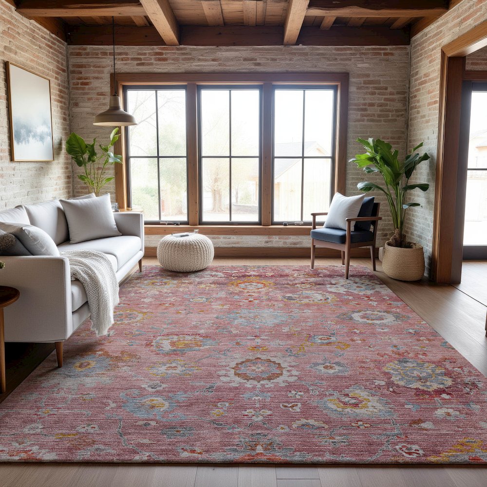 Premium Machine Washable Mayfield AMF1107 Pink 3' x 5' Rug. Picture 5
