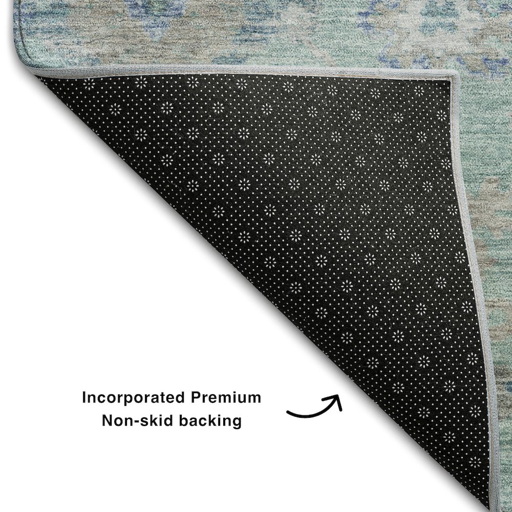 Premium Machine Washable Mayfield AMF1107 Seafoam 2'3" x 7'6" Runner Rug. Picture 2
