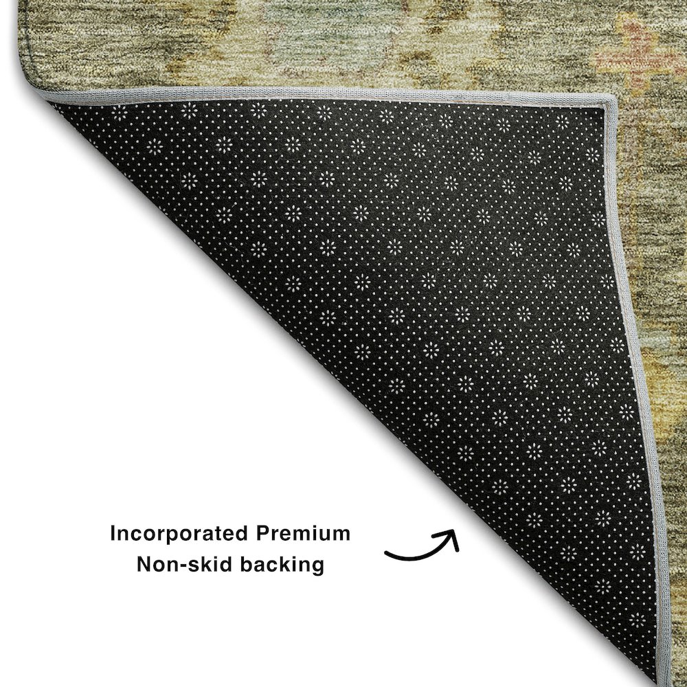 Premium Machine Washable Mayfield AMF1108 Aloe 2'3" x 7'6" Runner Rug. Picture 2