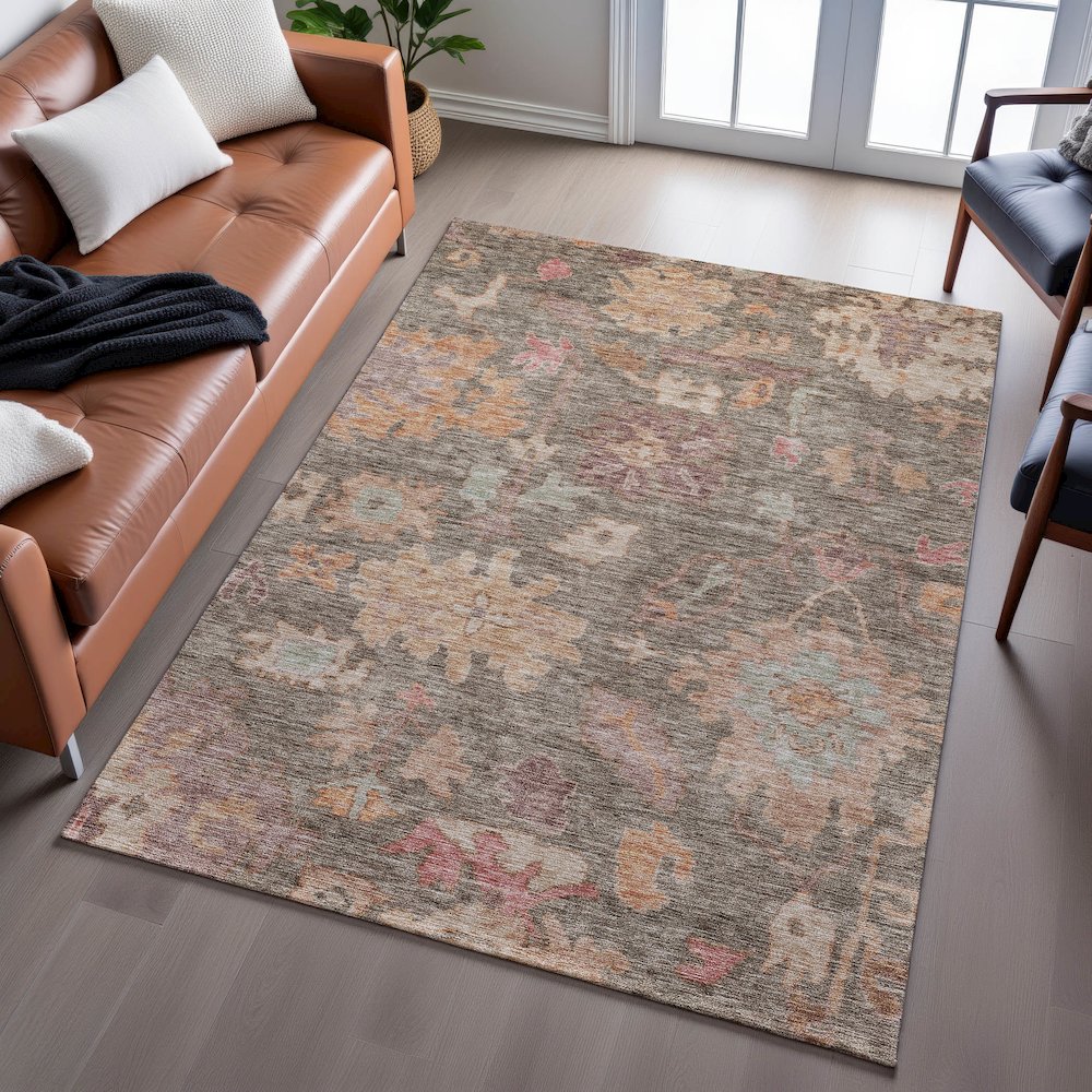 Premium Machine Washable Mayfield AMF1108 Brown 3' x 5' Rug. Picture 6