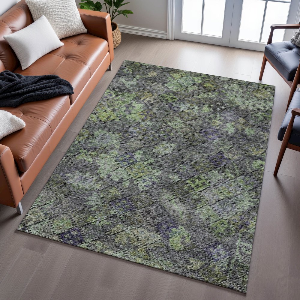Premium Machine Washable Mayfield AMF1109 Green 3' x 5' Rug. Picture 6